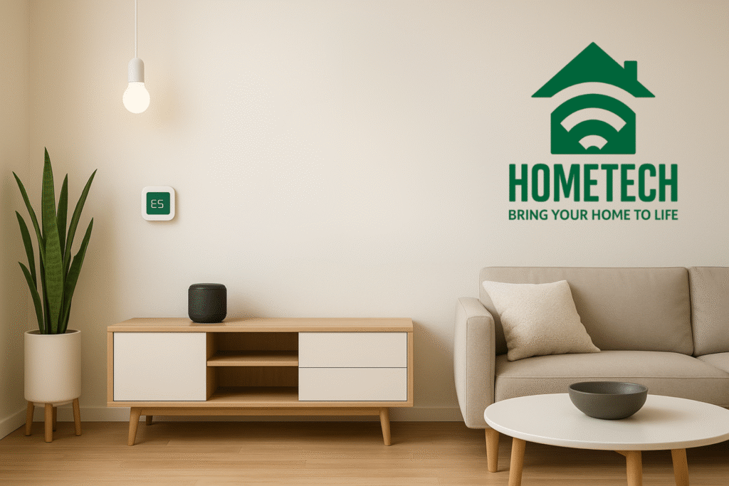 HOMETECH smart home brand logo in Saudi home interior