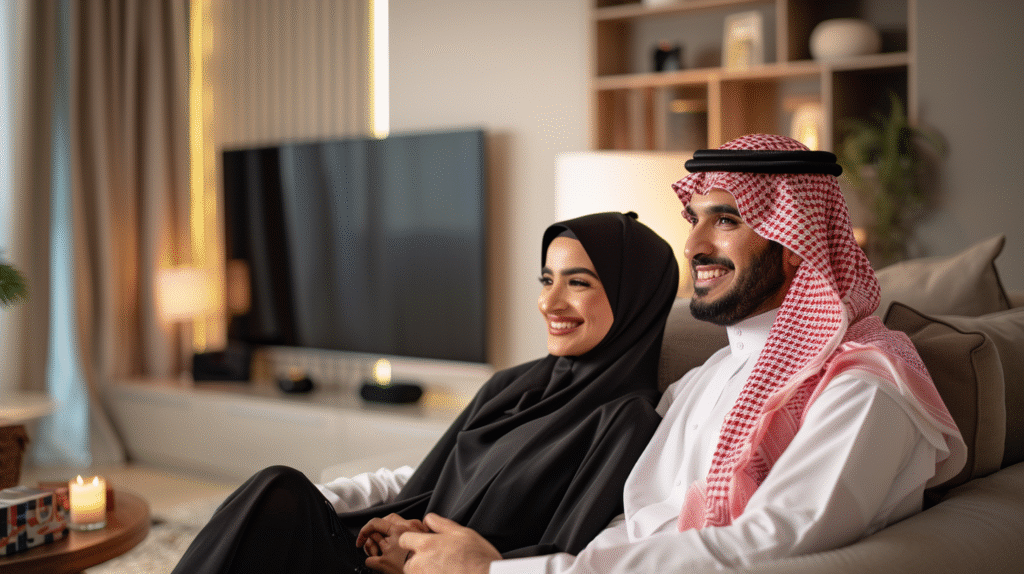 Saudi couple using HOMETECH smart home system