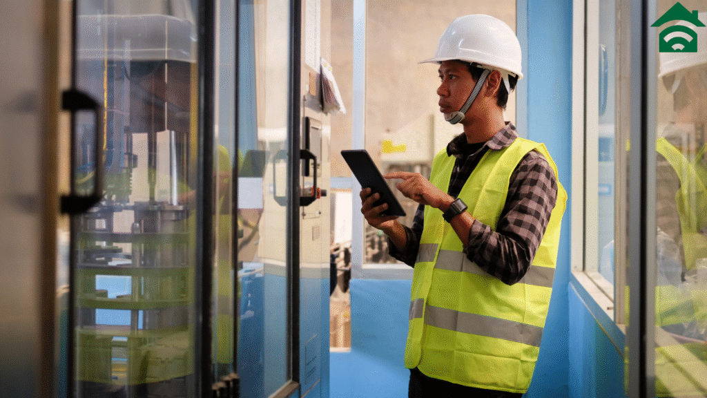 Saudi technician installing smart device in a local home